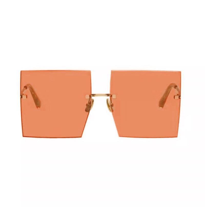Oversized Rimless Square Sunglasses-VESSFUL