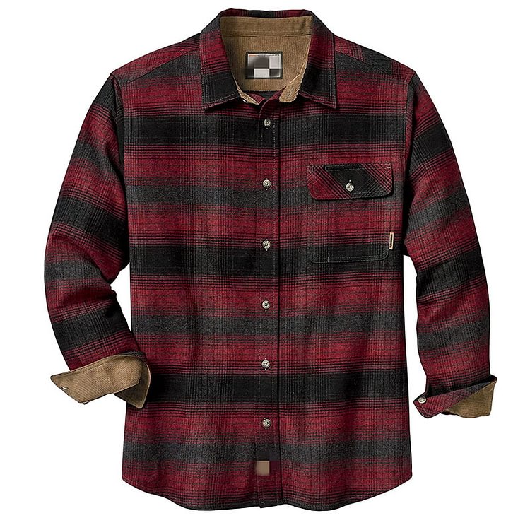 BrosWear Men's Gradient Colorblock Check Long Sleeve Shirt