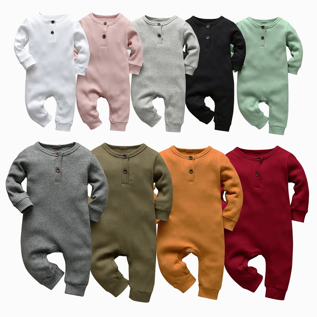 9 Color Newborn Infant Baby Boys Girls Romper Cotton Knitted Ribbed Long Sleeve Solid Jumpsuit Toddler Clothes Outfits