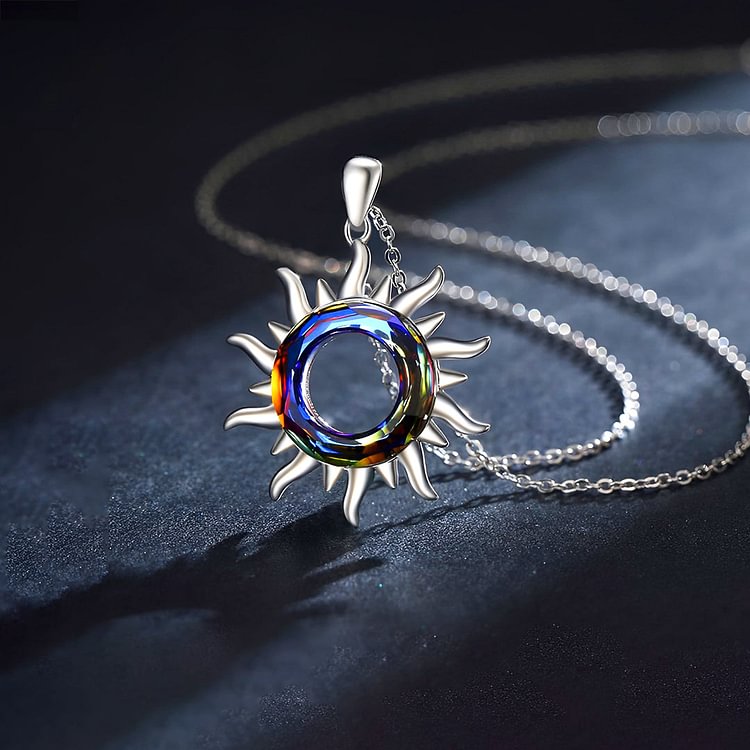 For Daughter - S925 Don't Let Anything Dim Your Shine Crystal Circle Sun Necklace