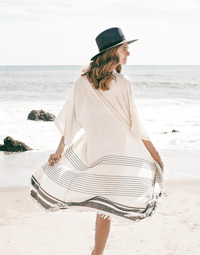 Striped print Cover Up