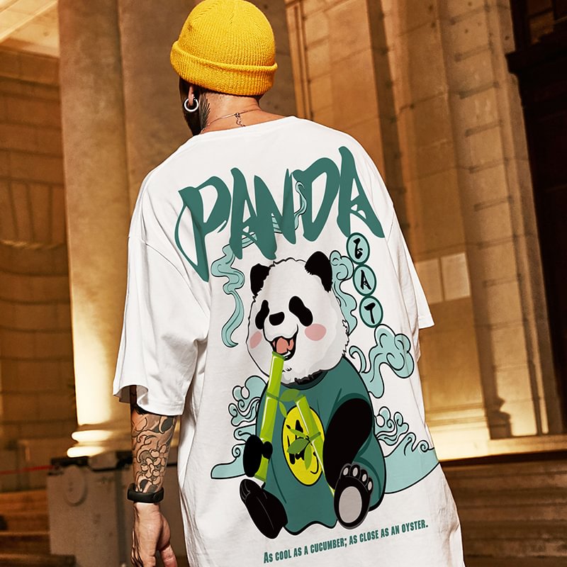 Hip Hop Panda Loose Casual Summer Oversized T-Shirts-VESSFUL