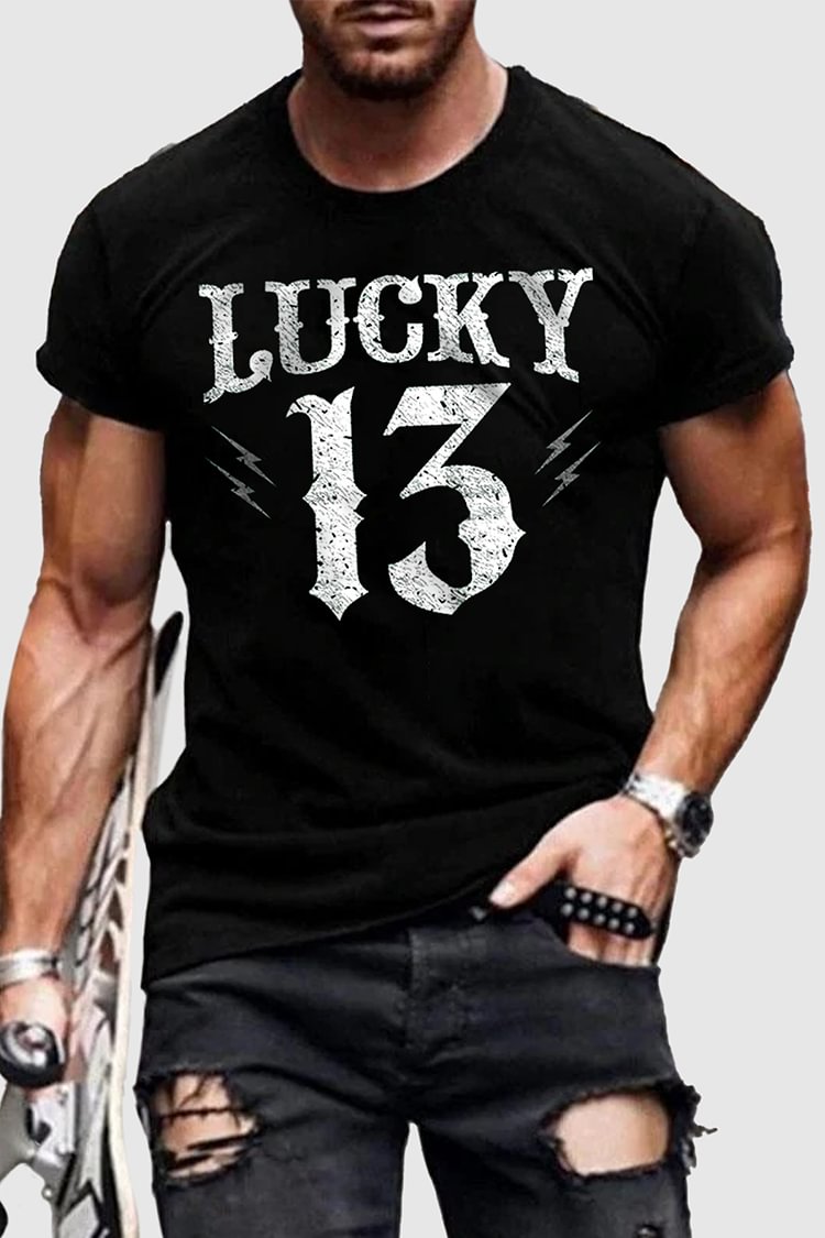 Tiboyz Lucky 13 Printed Short Sleeve T-Shirt