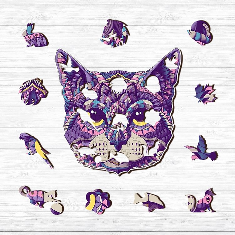 Purple Cat Wooden Jigsaw Puzzle