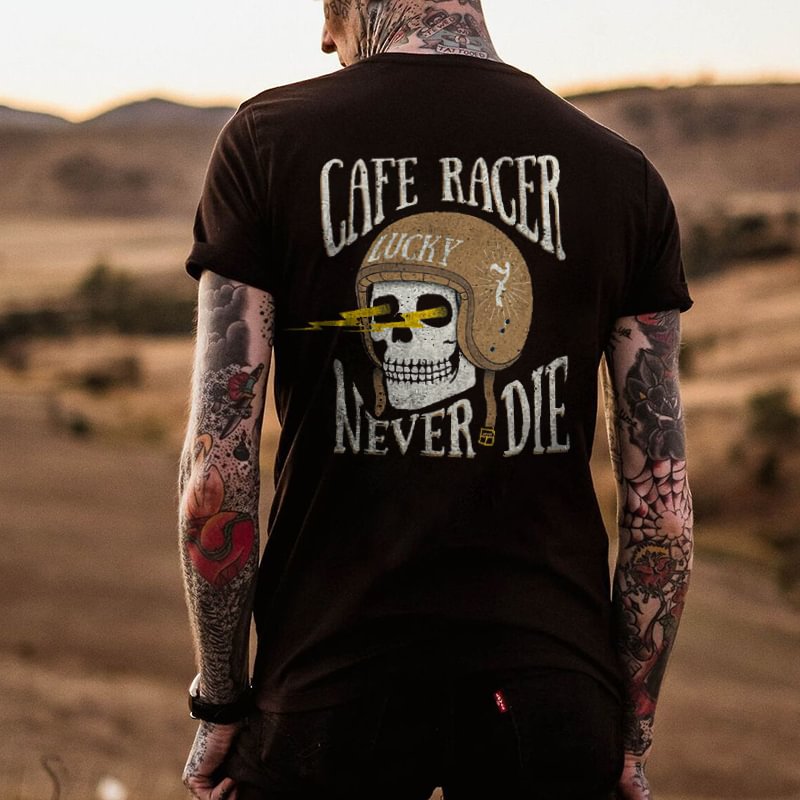 Cloeinc Cafe Racer Never Die ​Printed Casual Men's T-shirt - Cloeinc