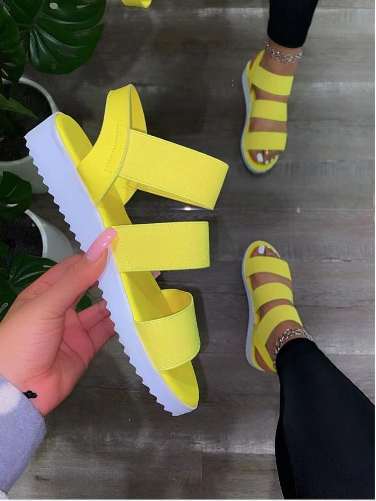 Elastic band candy color beach shoes