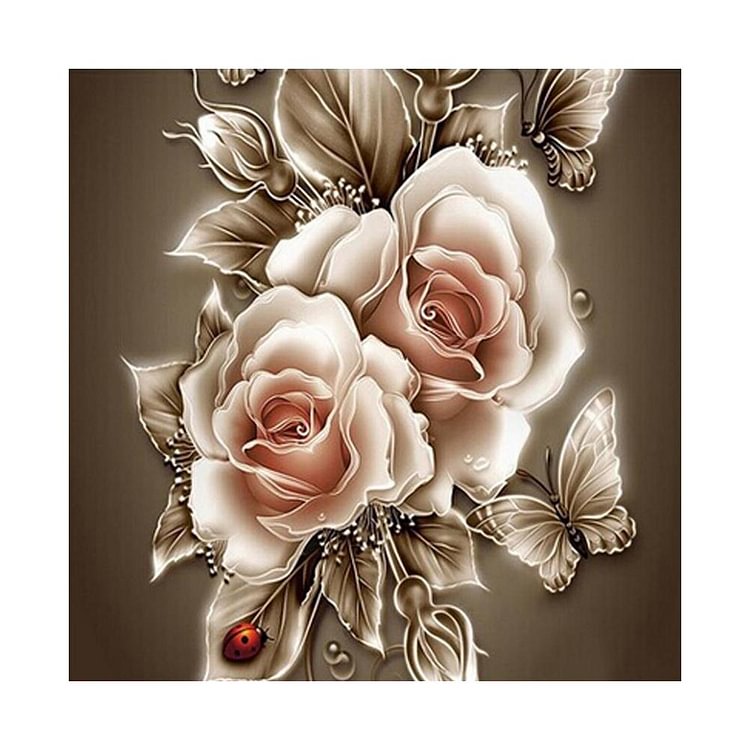 Retro Flower - Diamond Painting - 35x35cm(Canvas)