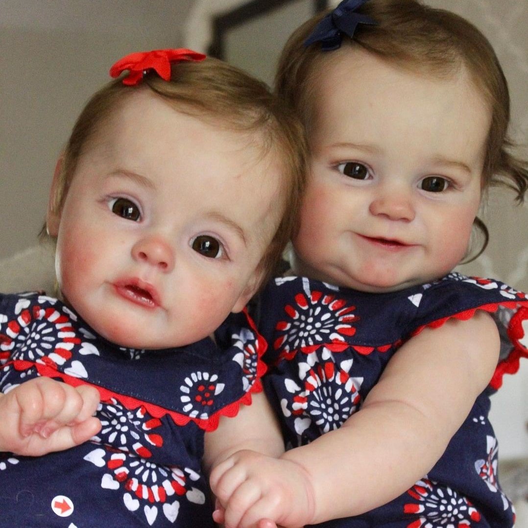  Lovely Reborn Toddlers Twin Sisters 22” Verna and 20" Sylvia - Reborndollsshop.com-Reborndollsshop®