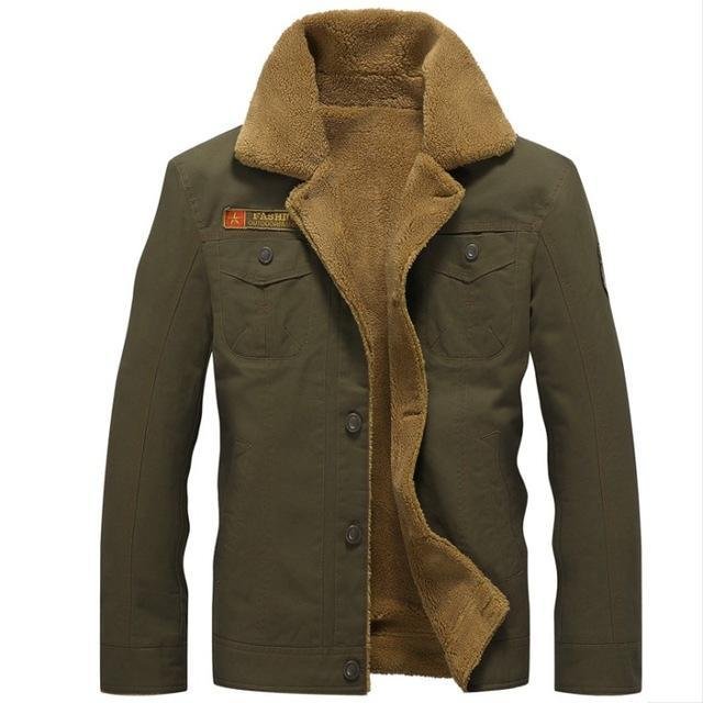 Men Velvet Thick Lapel Uniform Coat Autumn New Cotton Clothing Bomber Jacket-Corachic
