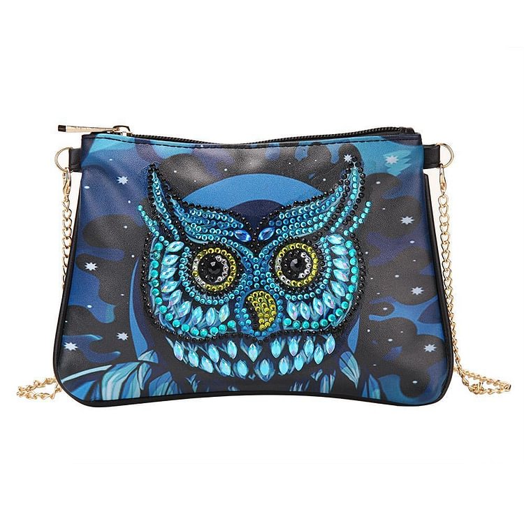 DIY Owl Special Shaped Diamond Painting Women Leather Chain Crossbody Bags