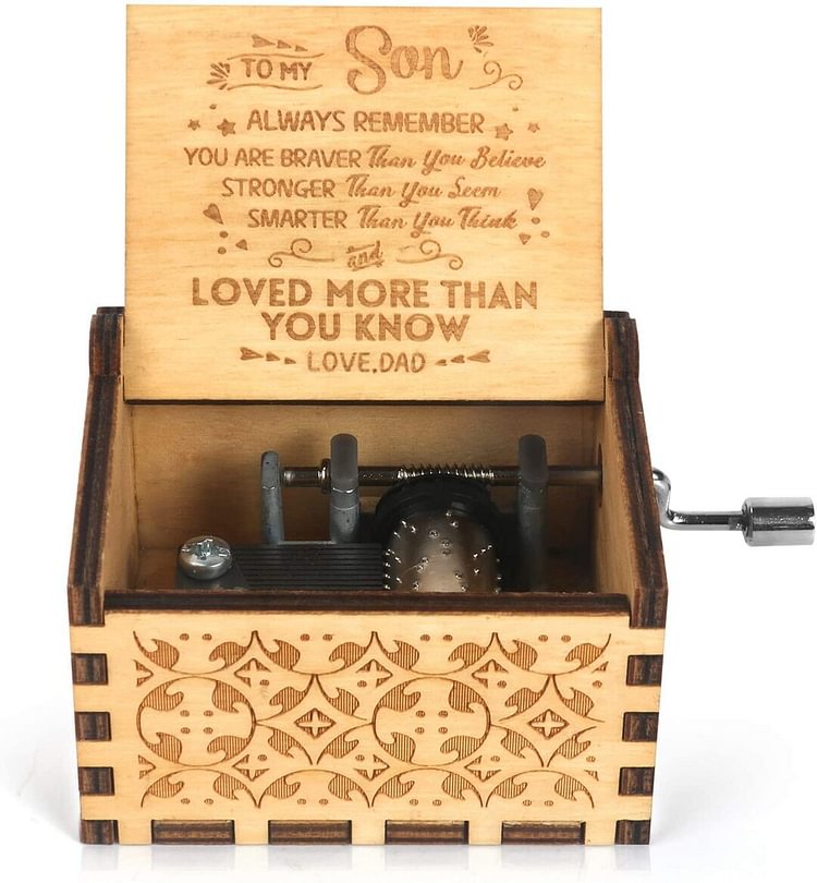 To My Son - Always Remember You Are Braver Than You Believe -  Wooden Hand Crank Music Box  From Dad to Son Gift