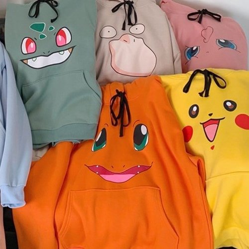 Cross-border 190g autumn/winter Pikachu sweater girl student Japanese anime thick mid-length hooded cute top