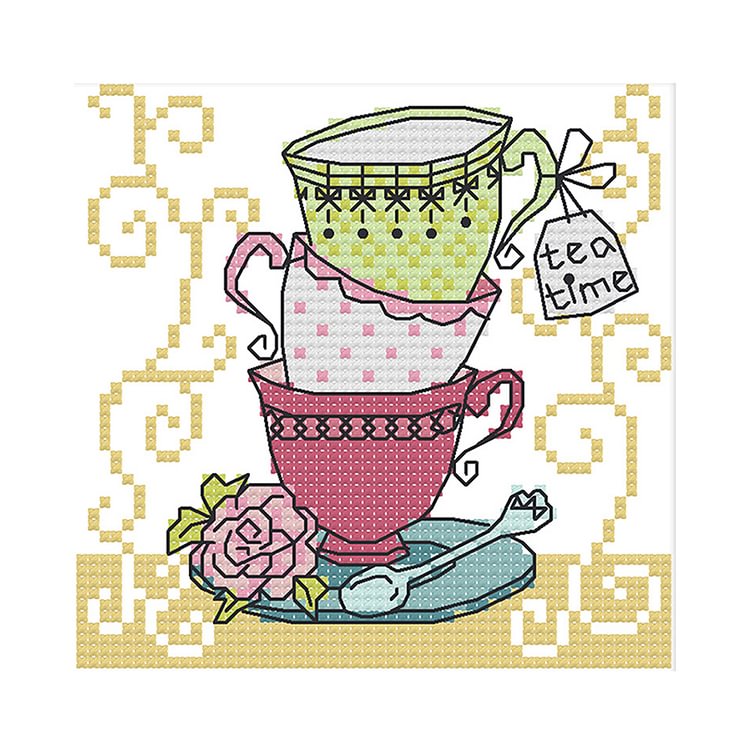 (Counted/Stamped)Cup - Cross Stitch  15*14CM