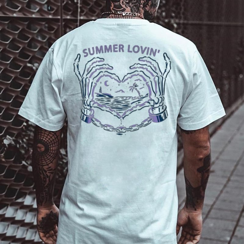 Cloeinc Beach summer lovin' heart-shape printed designer T-shirt - Cloeinc