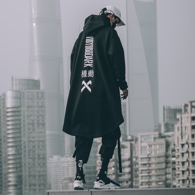 Water-resistant Black Japanese Hooded Overcoat Jackets / Techwear Club / Techwear