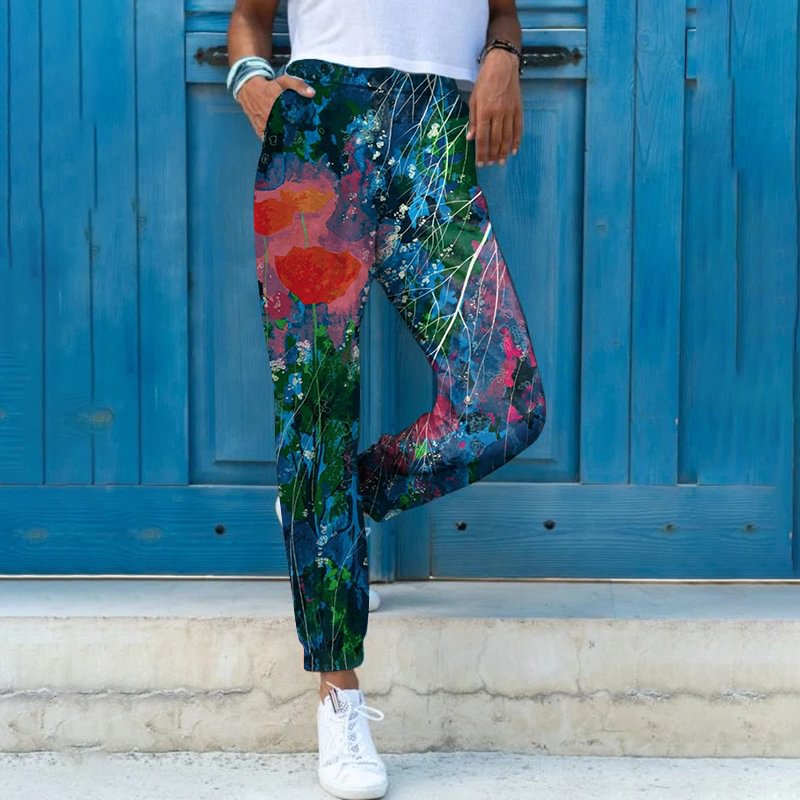 Floral Painting Graphic Stylish Women’s Jogger Pants