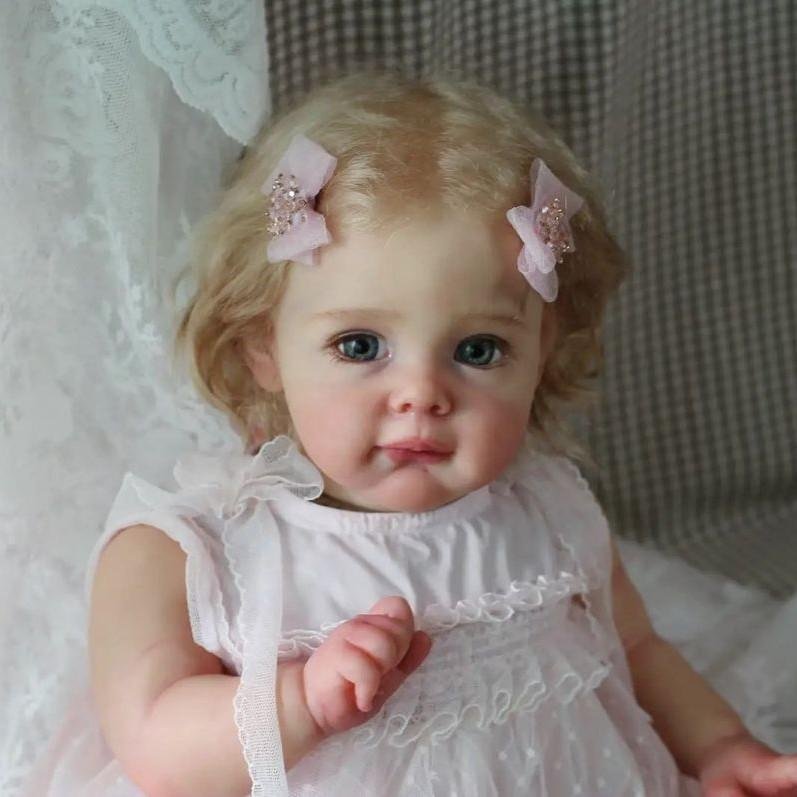 [Dolls with "Heartbeat" and Sound]15'' Cute Lifelike Handmade Soft Weighted Body Reborn Toddlers Girl Doll Named Caroline