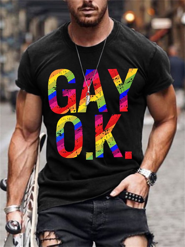Tiboyz Rainbow Gay OK Graphic T Shirt