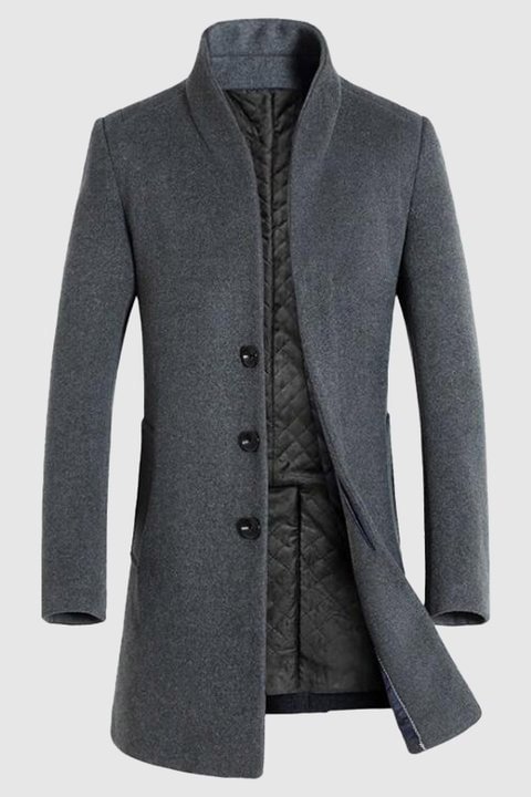 Tiboyz Men's Stand Collar Plus Fleece Casual Coat