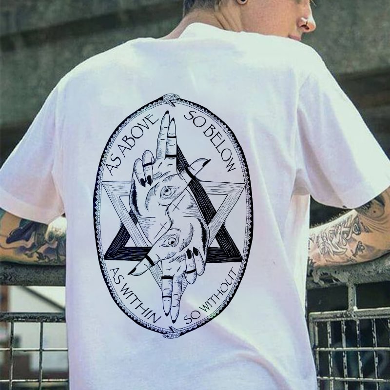 As Above So Below Printed Satanic Symbols T-shirts -  UPRANDY