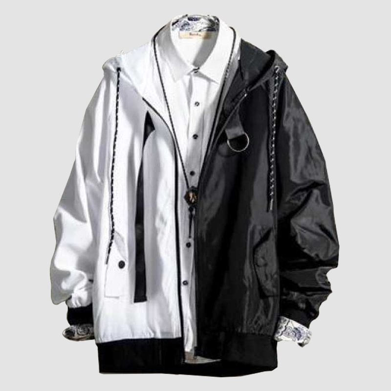 Colorblock string logo jacket hooded flight jacket / Techwear Club / Techwear