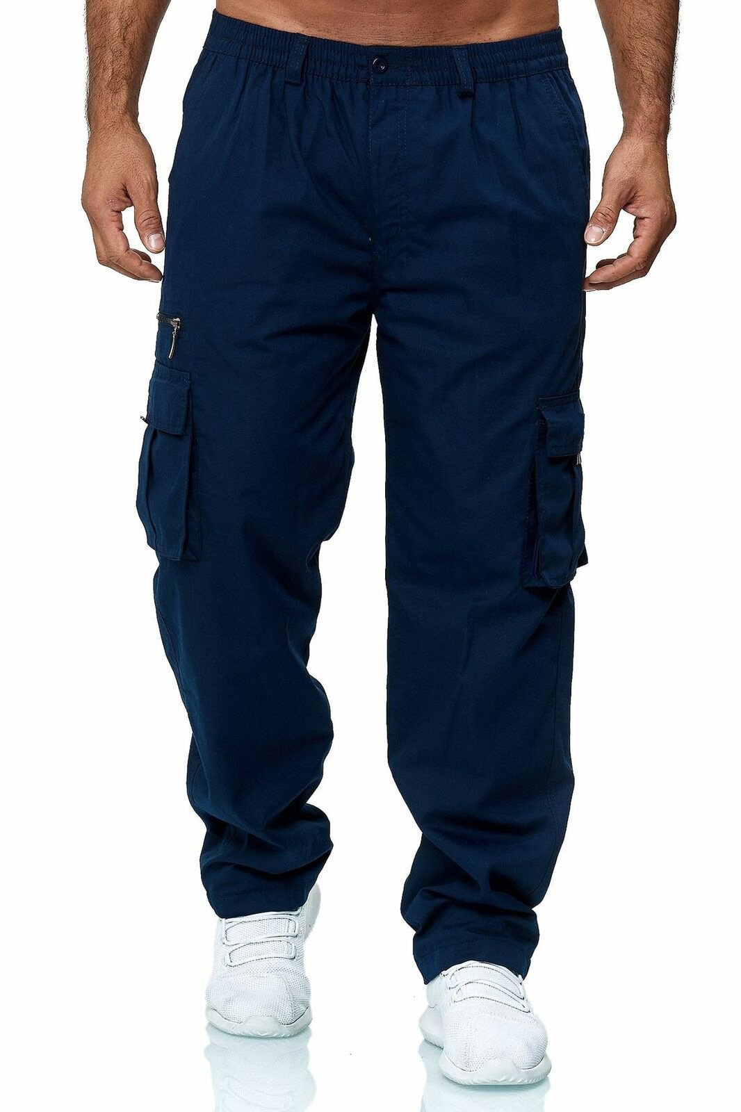 Men's Solid Color Big Pockets Cargo Pants-VESSFUL