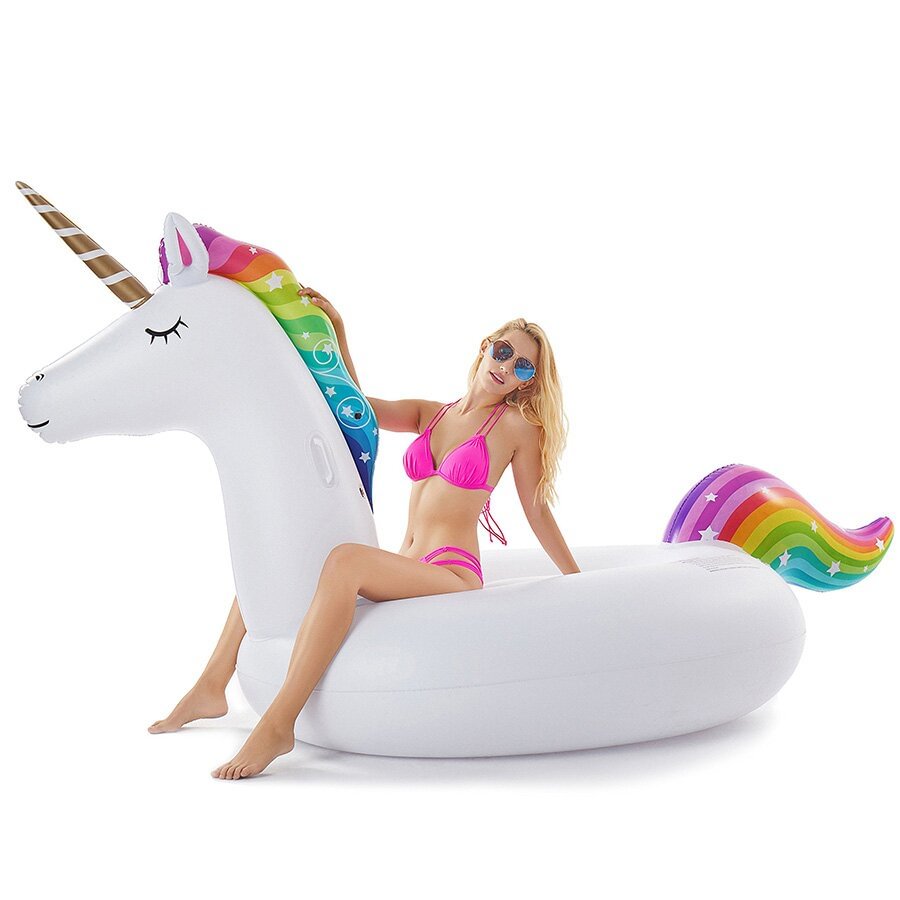 Giant Inflatable Unicorn Pool Float Floatie Ride On with Fast Valves Large Rideable Blow Up Summer Beach Swimming Pool Party Lounge Raft、、sdecorshop