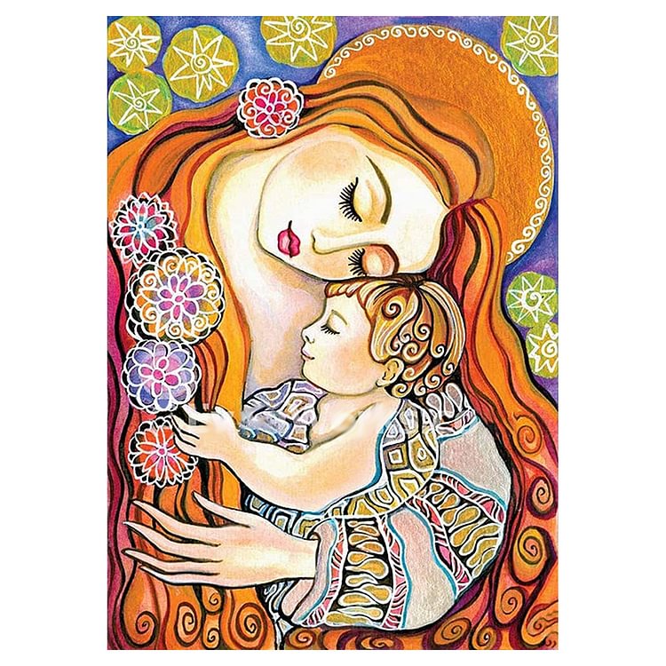 Mom And Baby -11Ct Stamped Cross Stitch-50*40CM