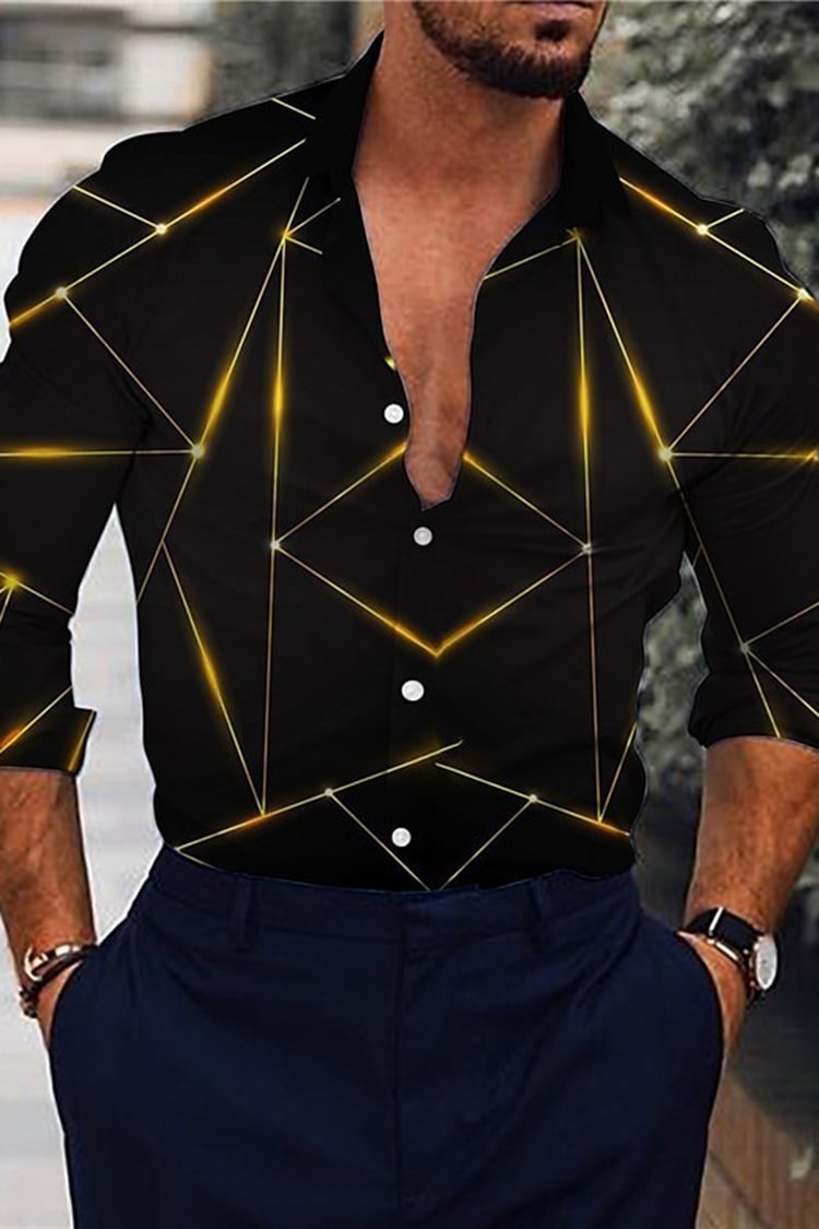 Tiboyz Geometric Line Long Sleeve Shirt