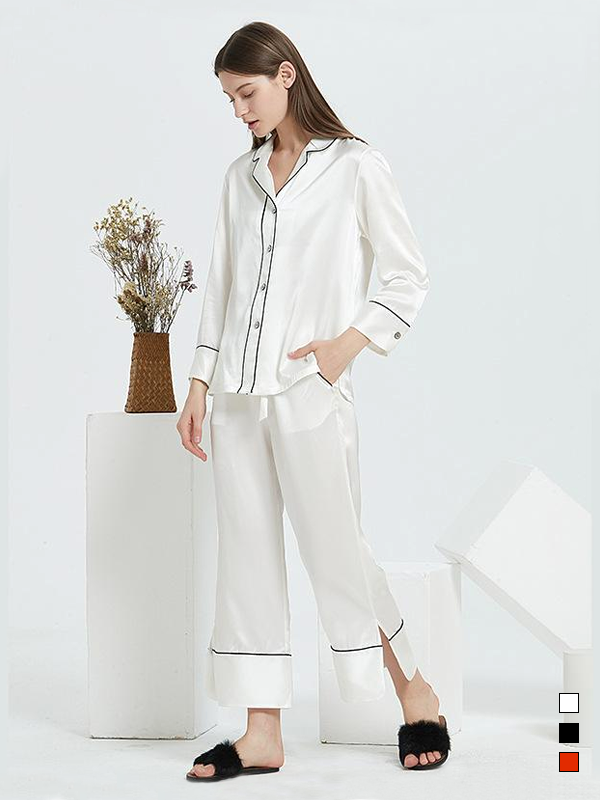22 MOMME Pyjama en soie luxe chic Blanc 1