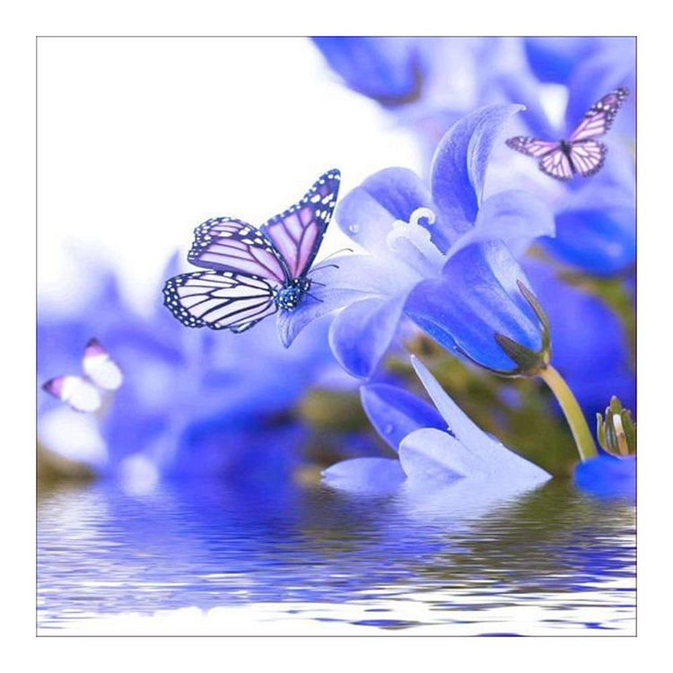 Flower Butterfly Round Drill Diamond Painting 30X30CM(Canvas)-gbfke