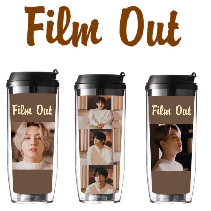 BT21 Film Out Pictorial Straw Cup Double Insulated Water Cup