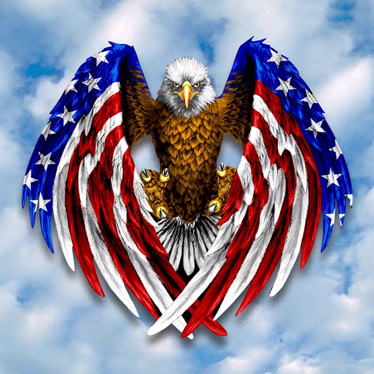American Flag Eagle - Round Drill Diamond Painting - 30*30CM