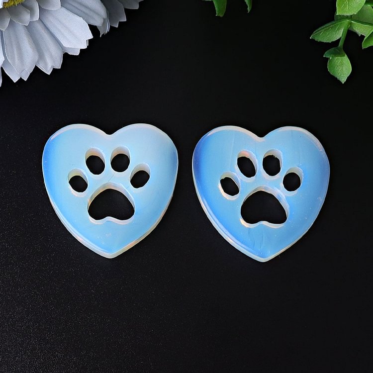 1.9" Opalite Heart with Cat Paw Crystal Carvings Crystal wholesale suppliers