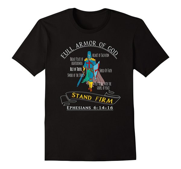 Knights Templar T-Shirt | Ephesians 6:13-16 Christian Gift Stranger Things Print T-Shirts