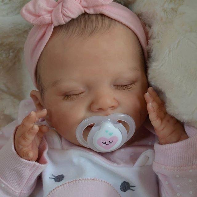  [Toys for Kids Special Offer] [Realistic Handmade Gifts]20" Theresa Truly Reborn Baby Girl Toddler Sleeping Doll with Heartbeat and Sound - Reborndollsshop.com-Reborndollsshop®