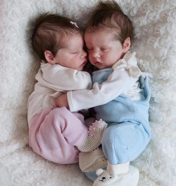[Sleeping Reborn Baby Dolls Sale] Full Body Silicone Baby Twins Boy and Girl - Real Lifelike Reborn Newborn Baby 12'' Debbie and Deborah