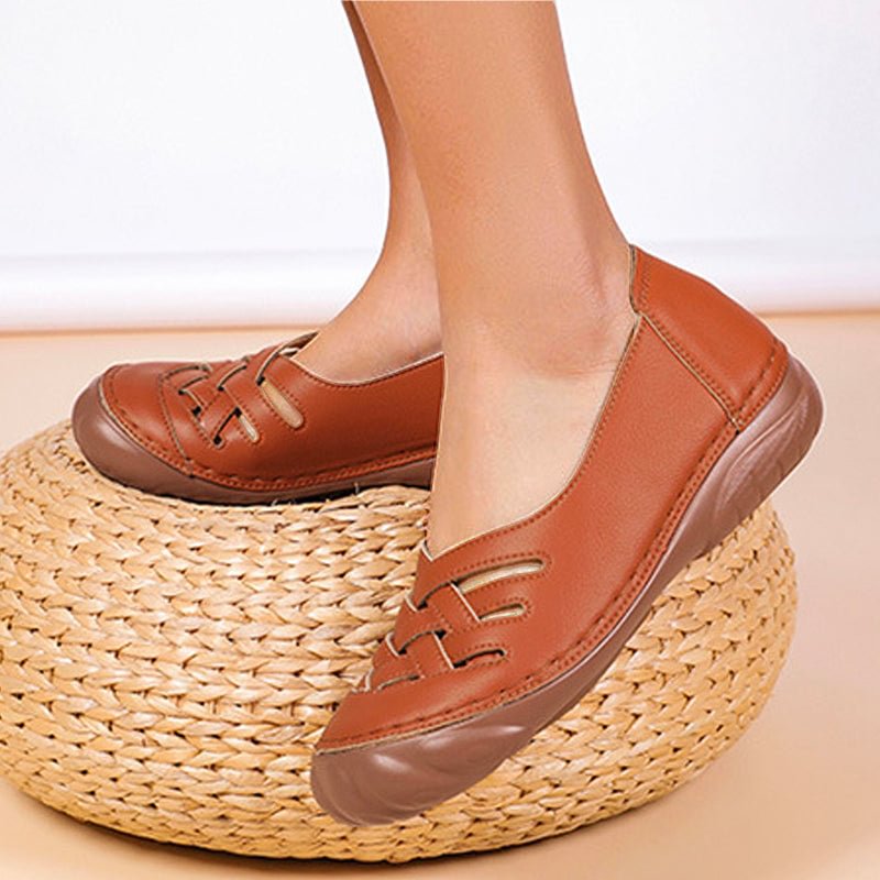Women Comfy Soft Color Hollow out Slip-On Flat Loafers Shoes