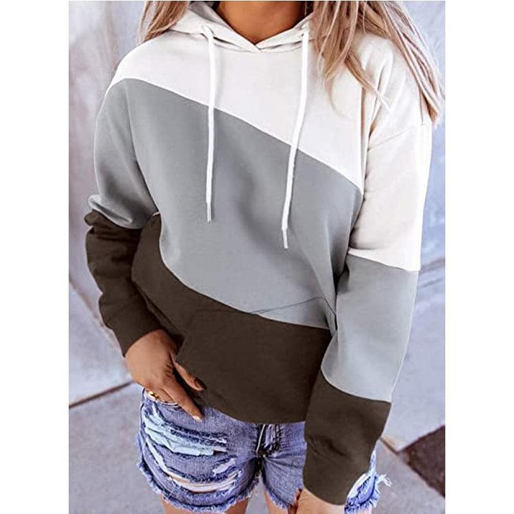 2021 Autumn And Winter Plus Size Stitching Color Sweater Women's Long-sleeved All-match Top-Mayoulove