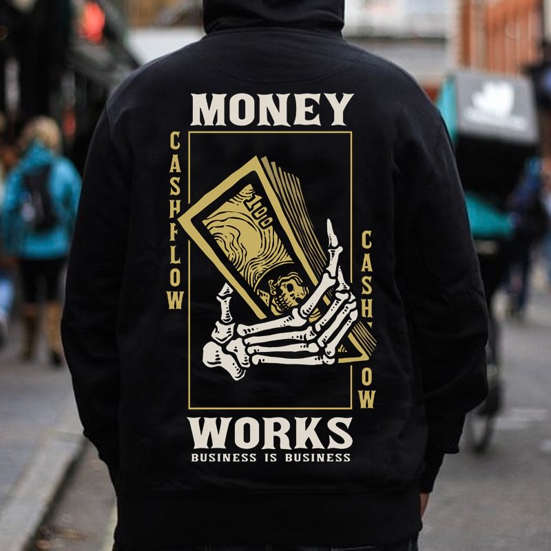 Money Works Printed Men's Casual Hoodie - Krazyskull