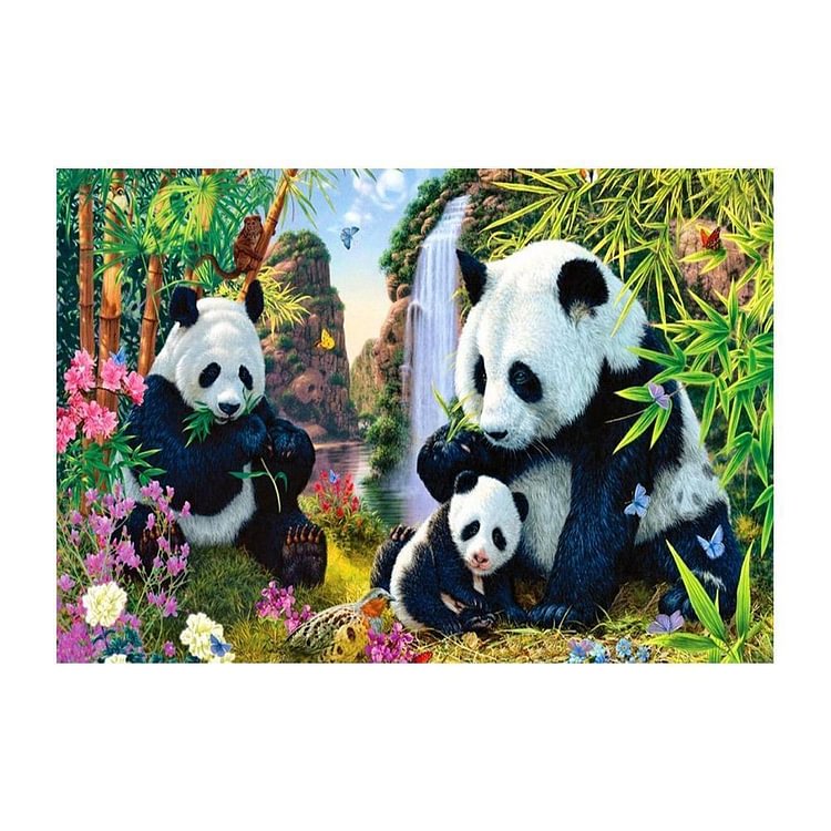 Panda mignon - Peinture diamant pleine - 40x30cm