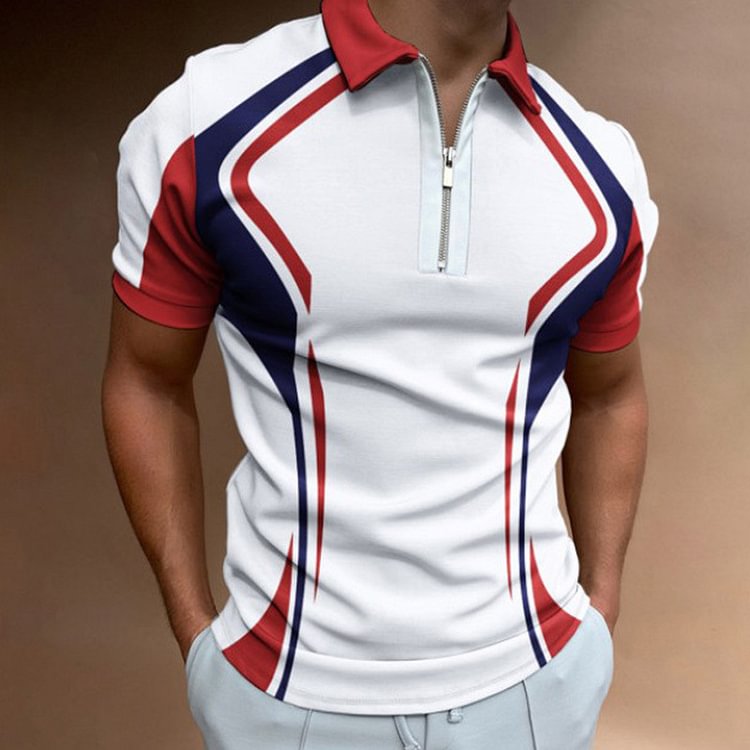 BrosWear Men's Colorblock Casual Short Sleeve Polo Shirt