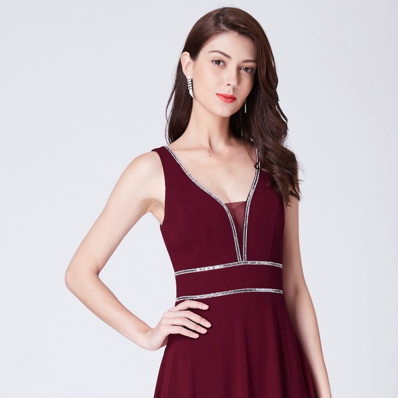 Elegant Sleeveless Beadings Evening Gowns Long Chiffon Prom Dresses