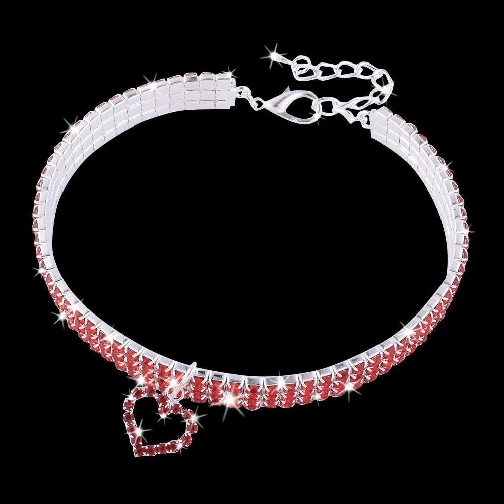Heart-shaped Cat Dog Chains Rhinestone Collar-VESSFUL