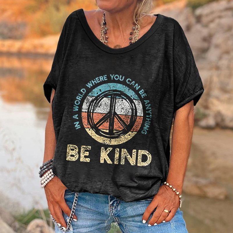Be Kind Printed Hippie Casual T-shirt