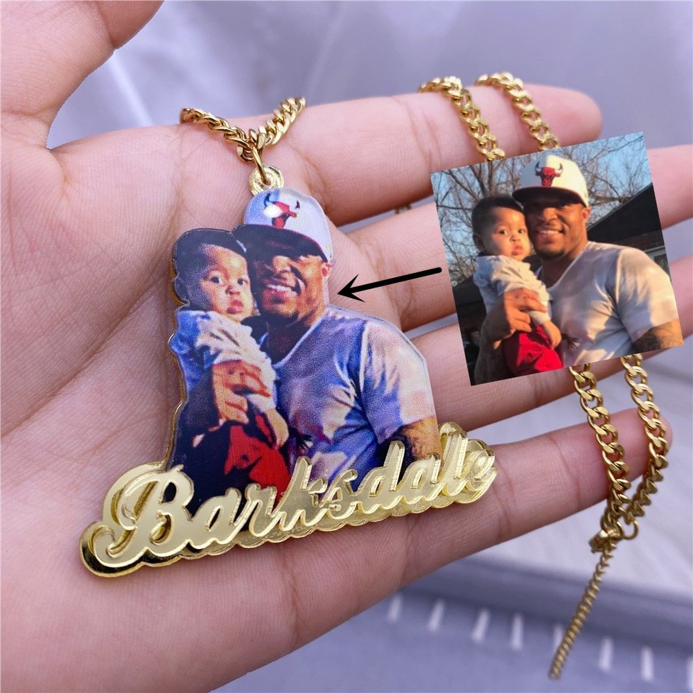Custom Name Custom Photo Necklace Personalized Pendent-VESSFUL