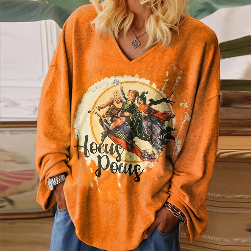 Hocus Pocus Printed Long Sleeve Women's V-neck T-shirt