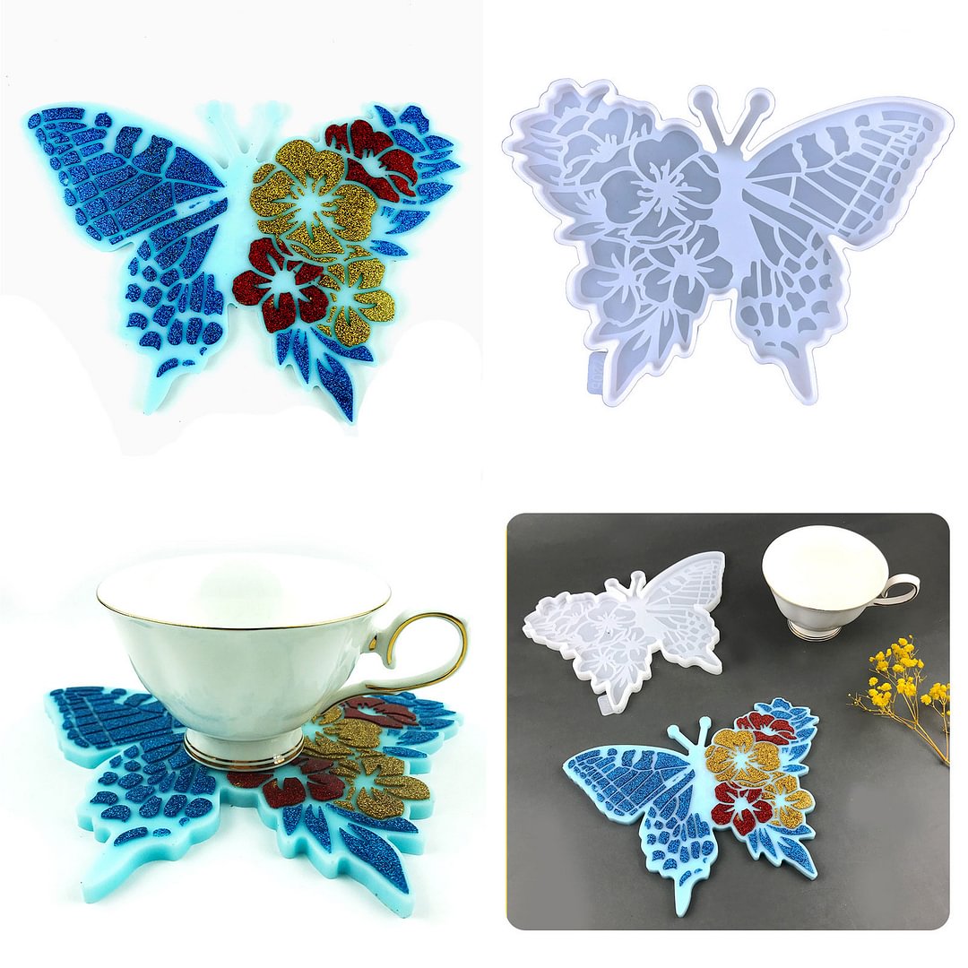 Flower Butterfly Coaster Resin Mold