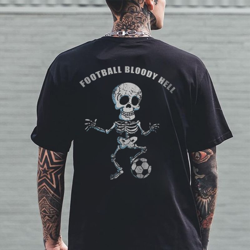 UPRANDY Men's Football Bloody Hell Skeleton Printed Fashion T-shirt -  UPRANDY