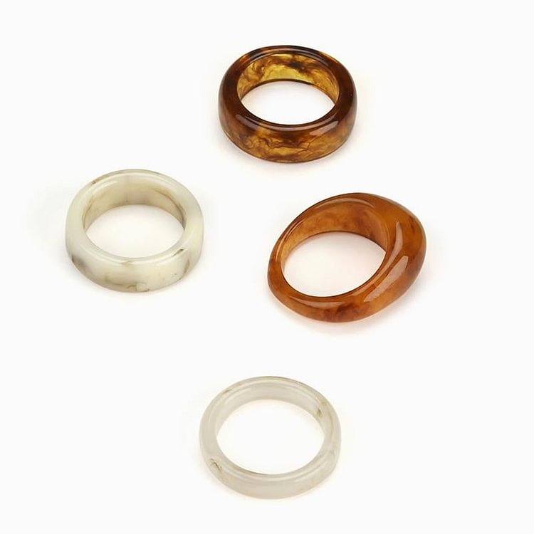 Amber Ring Set-4 Pack